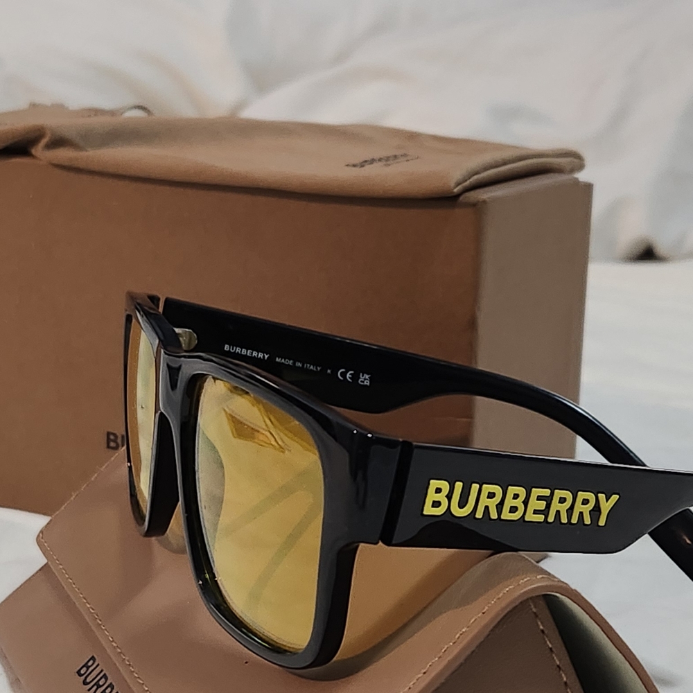 Burberry Black Frame with Gold Lens Sunglasses